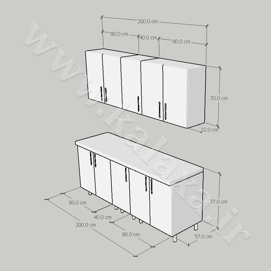 کابینت آماده دیواری و زمینی هایگلاس ایرانی 200 سانتیمتری — تصویر ۱۰