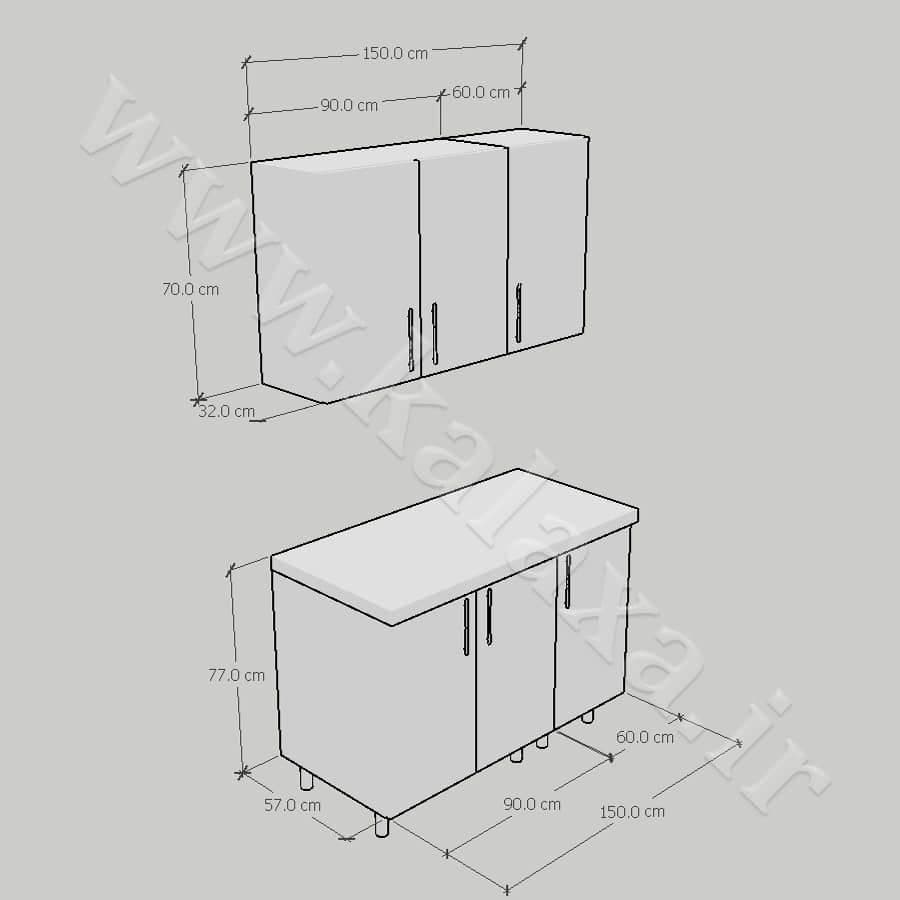 کابینت آماده دیواری و زمینی نئوپان 150 سانتیمتری — تصویر ۱۰