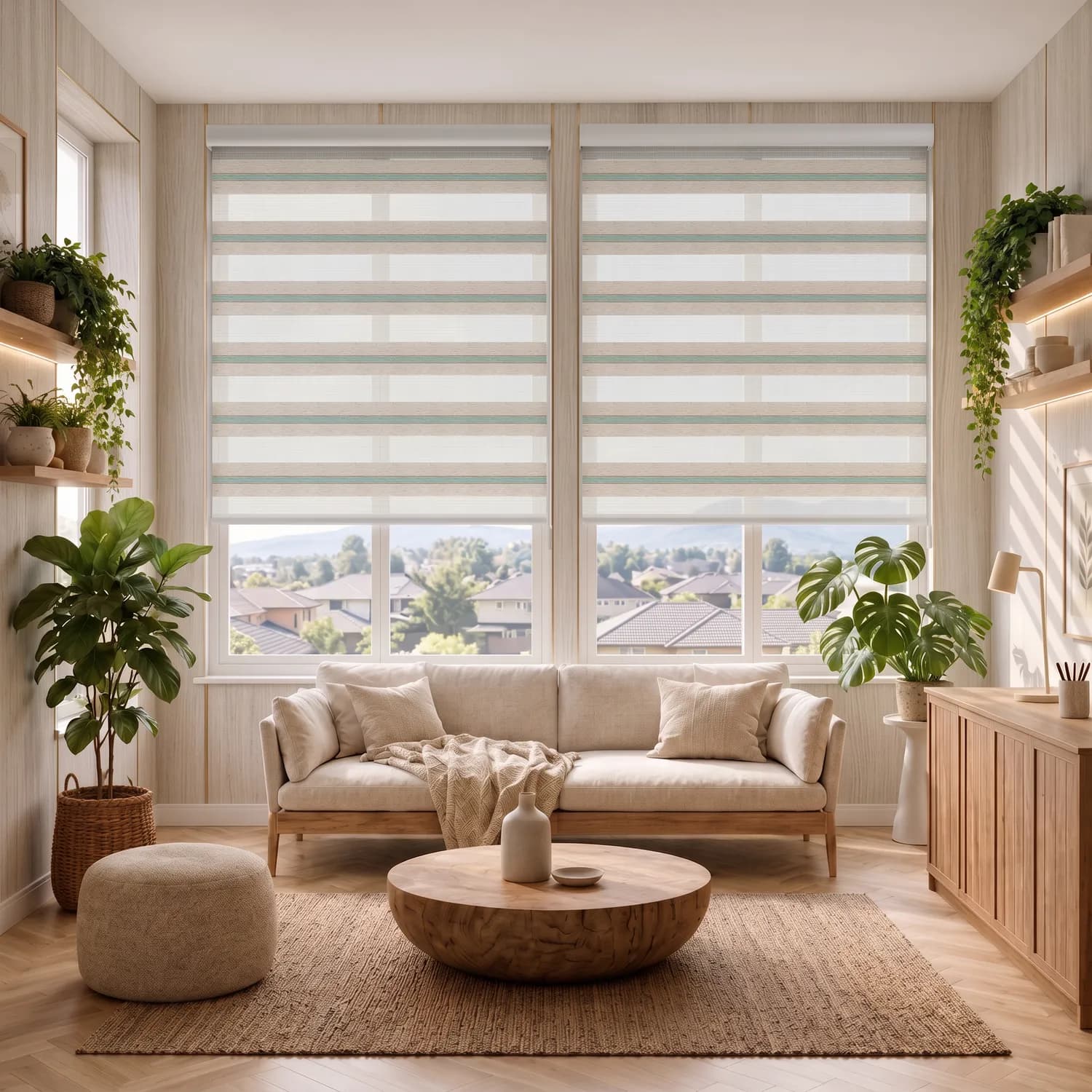 پرده زبرا افکت دار لاین وسط کرم سبز — تصویر ۱۲