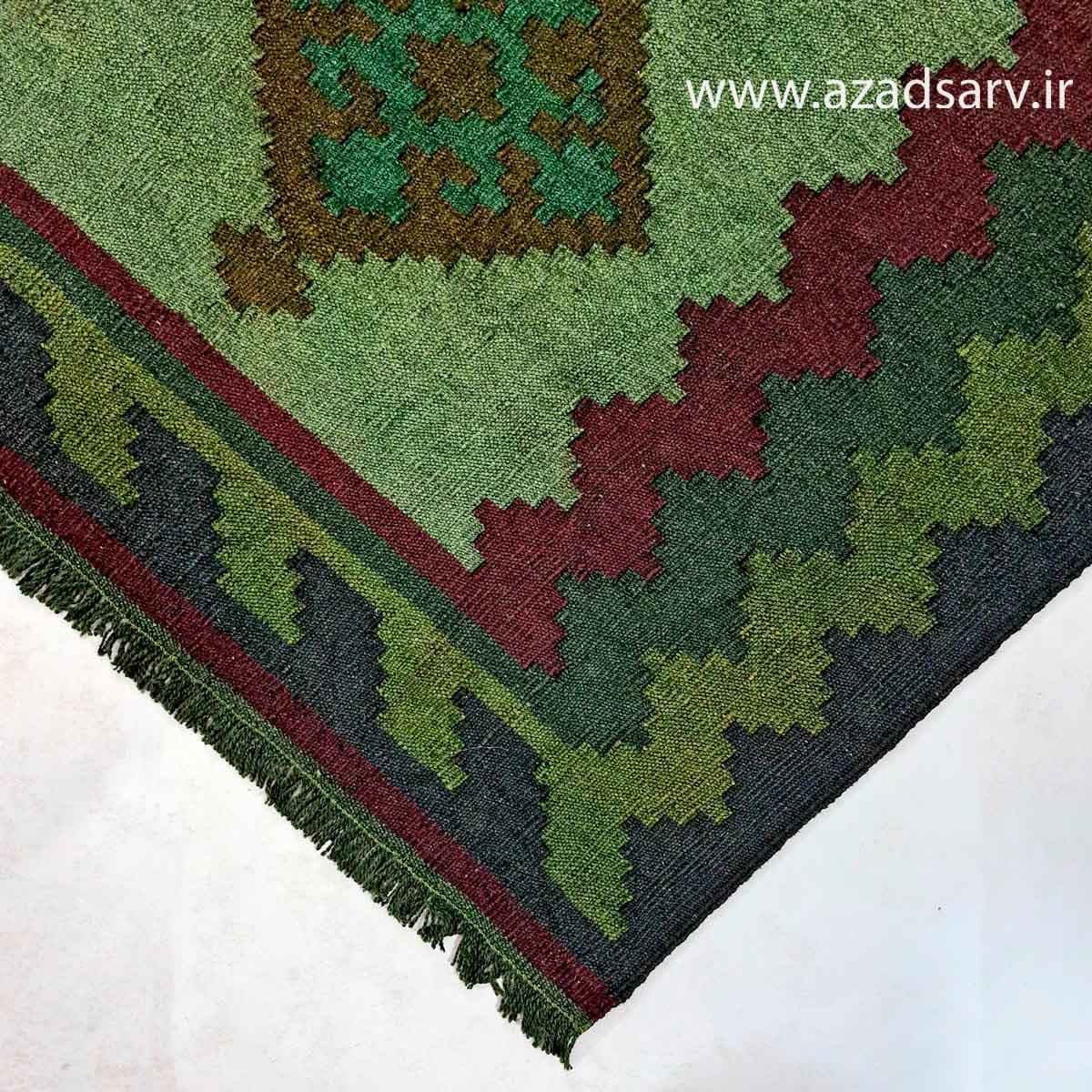 گلیم دستباف دکوراتیو آزادسرو با نقوش عشایری | ۲۰۰ × ۱۲۰ سانتی‌متر — تصویر ۸