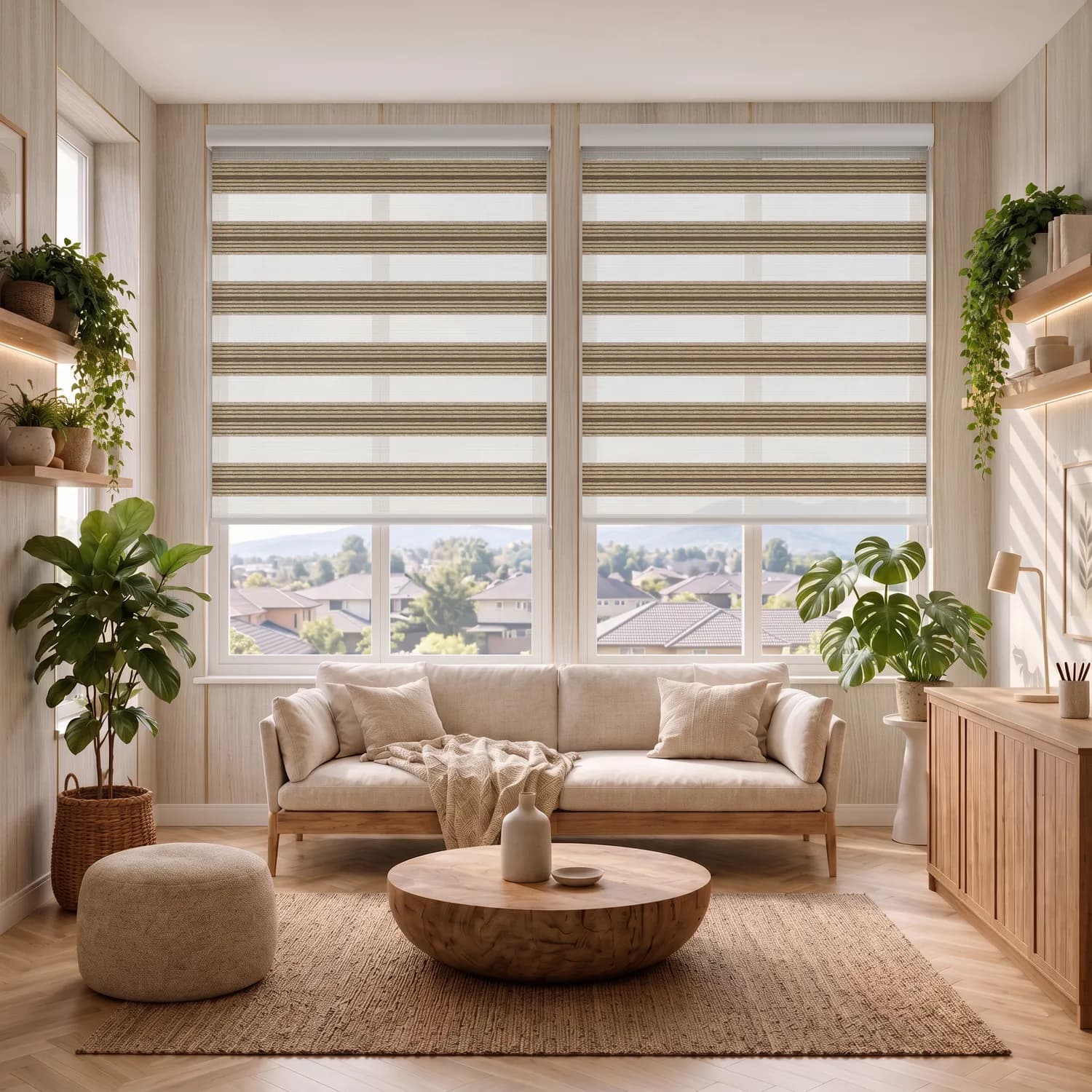 پرده زبرا خطی ساده شکلاتی نسکافه ای — تصویر ۴