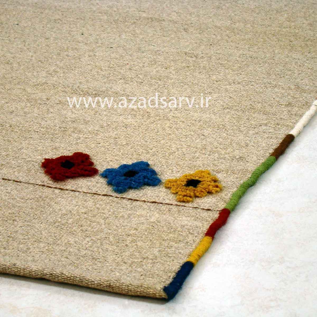 گلیم گبه دستباف مدرن و دکوراتیو آزادسرو | ۱۴۴ × ۹۱ سانتی‌متر — تصویر ۵
