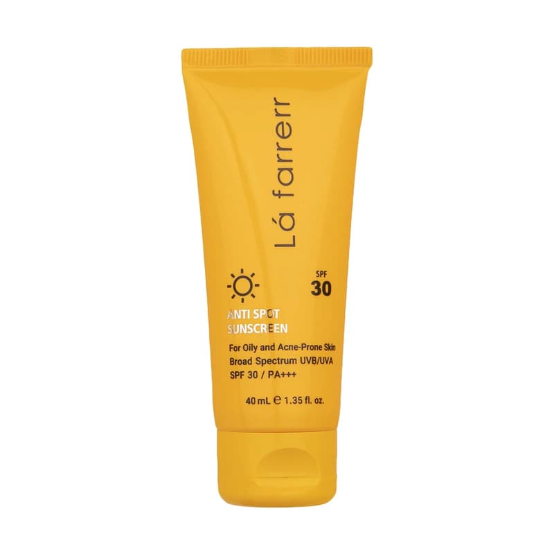 کرم ضد آفتاب بی‌رنگ لافارر، SPF 30، مناسب پوست چرب و آکنه‌دار و حجم 40 میلی‌لیتر، محافظت کننده در برابر اشعه UVA و UVB با PA+++، تنظیم ترشح چربی پوست، ضد جوش و آکنه، ضد لک با ماندگاری 2 ساعته