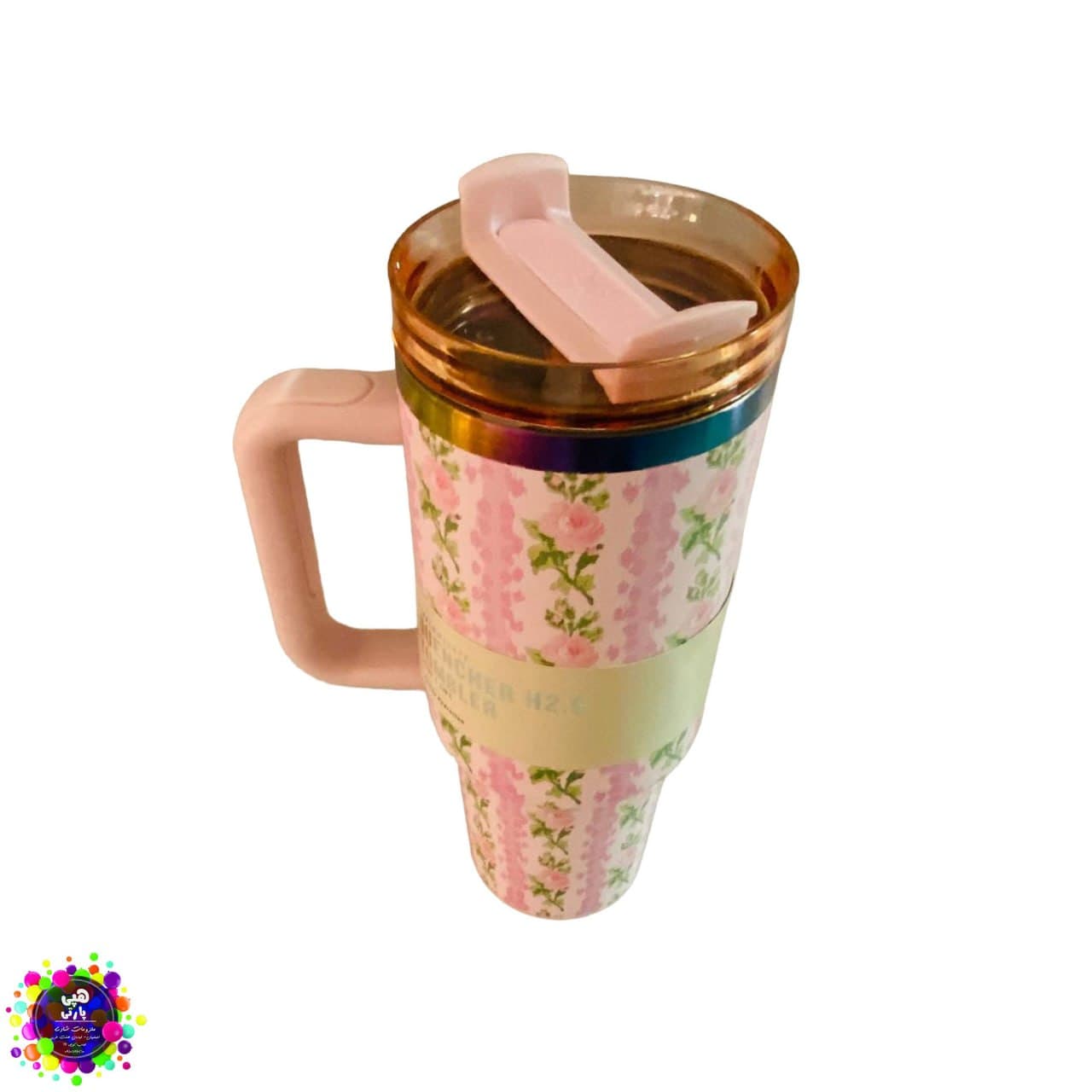 ماگ استنلی طرح گل صورتی | Stanley Floral Tumbler — تصویر ۳