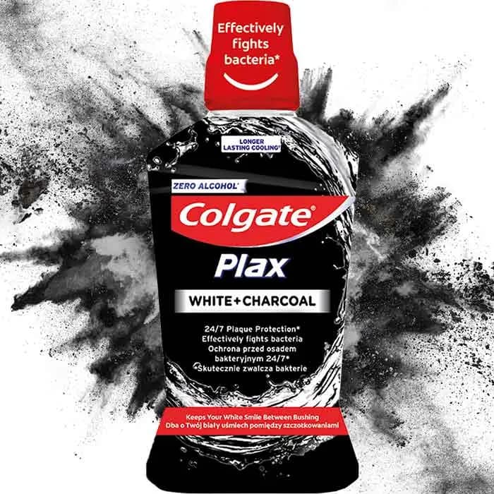 دهانشویه زغالی Plax White Charcoal کلگیت 500ml — تصویر ۸