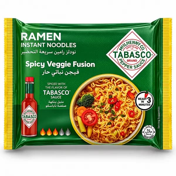 نودل رامن فوری تاباسکو با طعم سبزیجات تند مدل Spicy Veggie Fusion وزن ۷۵ گرم — تصویر ۲