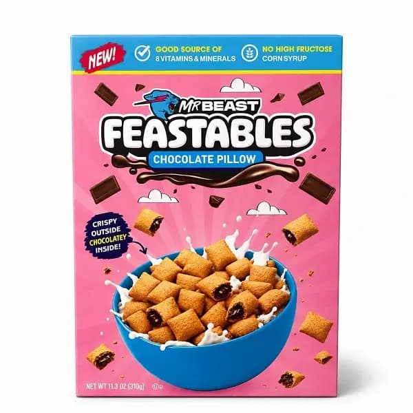 کورن فلکس ساده با مغز شکلات مستر بیست – Feastables وزن 310 گرم