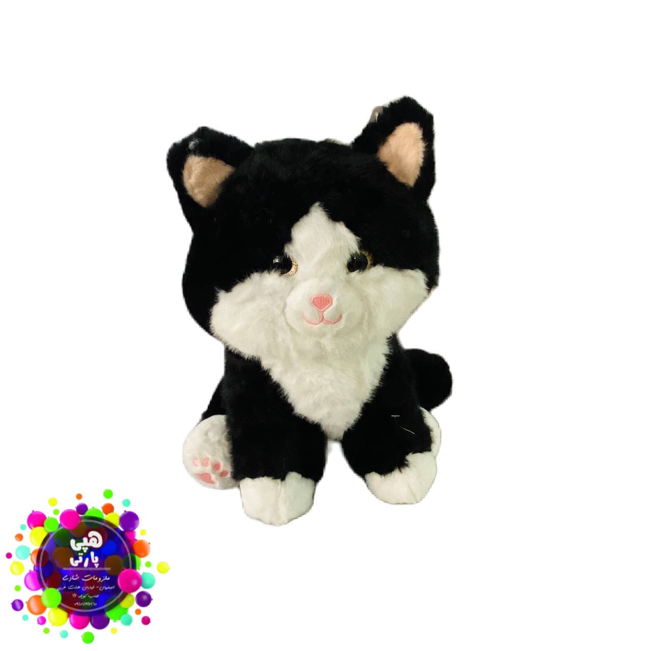 عروسک گربه سیاه سفید پولیشی | عروسک گربه بامزه و نرم ۴۰ سانتی — تصویر ۲