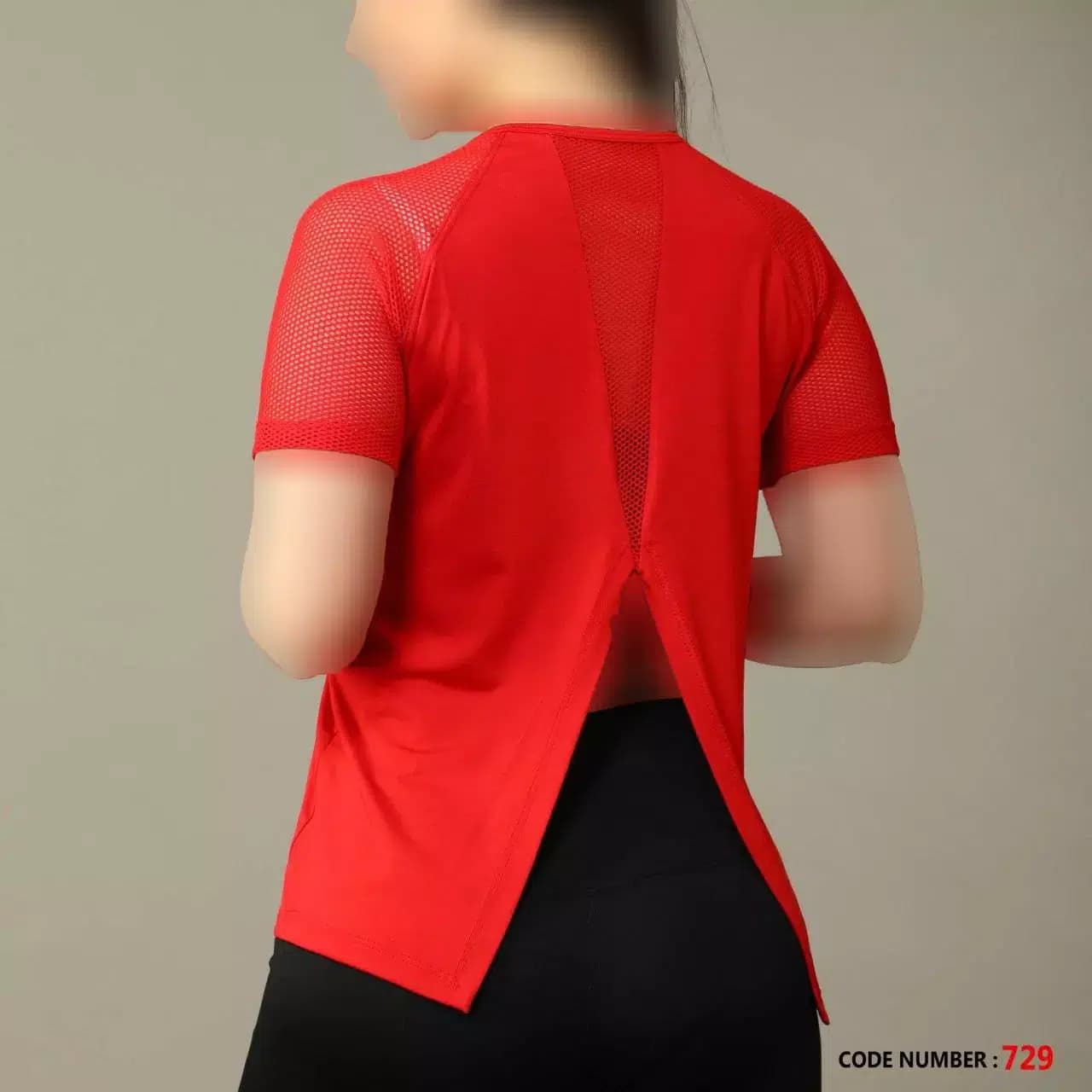 تیشرت ورزشی زنانه پشت تور چاک دار کد 729 — تصویر ۷