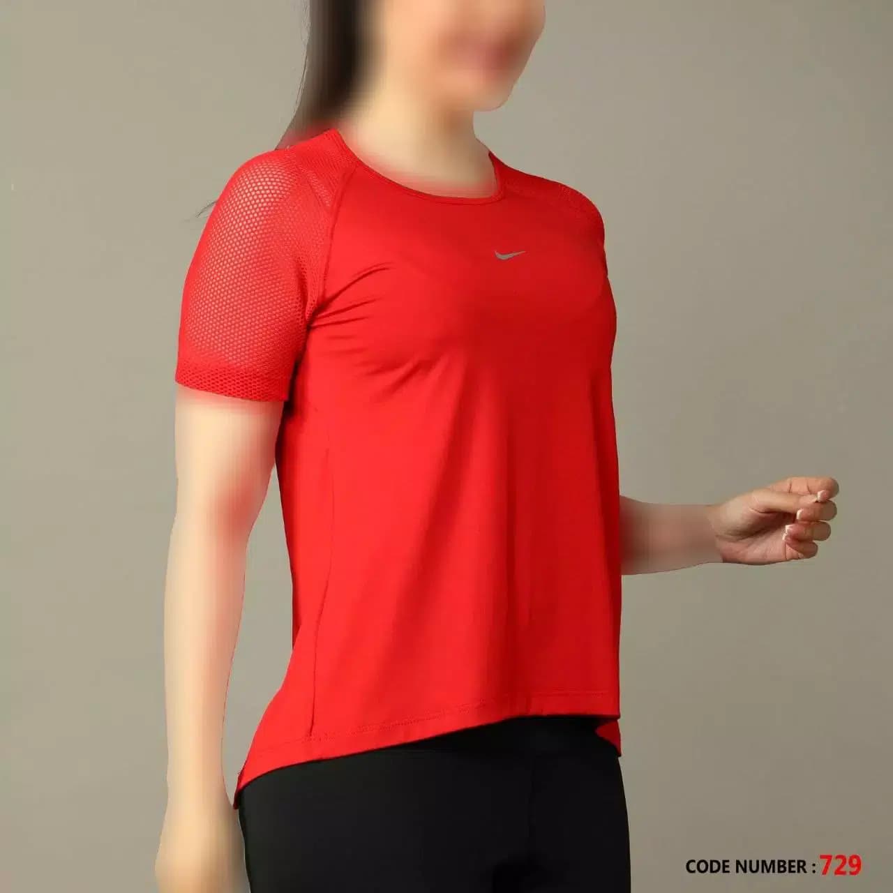 تیشرت ورزشی زنانه پشت تور چاک دار کد 729 — تصویر ۵