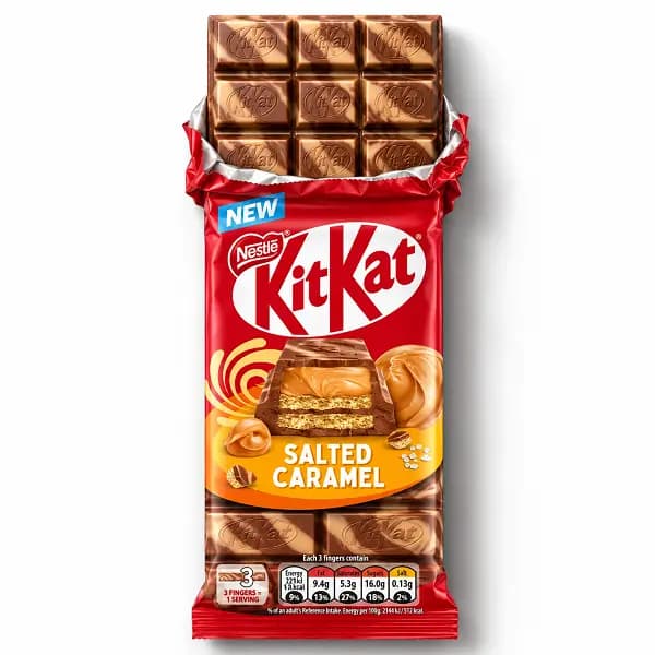 شکلات تخته ای کیت کت نستله Nestle kitkat مدل کارامل نمکی Salted Caramel — تصویر ۳