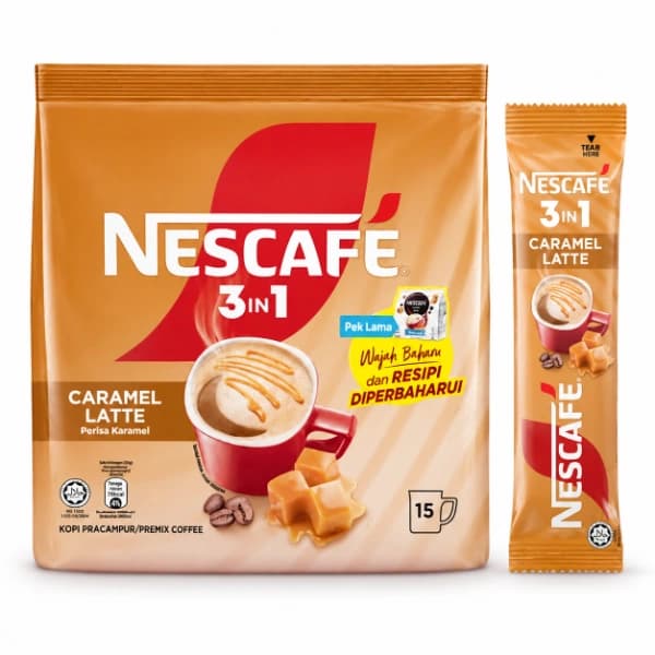 قهوه فوری 3 در 1 نسکافه Nescafe مدل لاته کارامل Latte Caramel (اورجینال) — تصویر ۳
