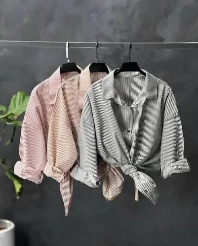 شومیز زنانه گره ای راه راه — تصویر ۷