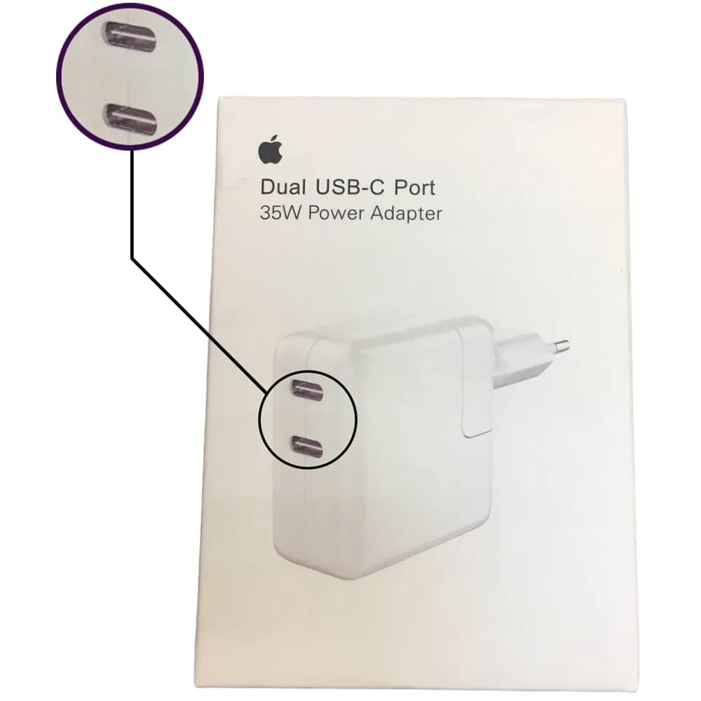 آداپتور شارژ آیفون 35 وات اپل | دو پورت USB-C | اصل — تصویر ۶