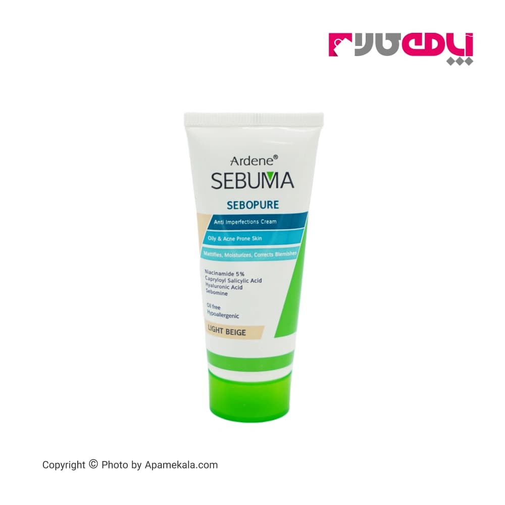 کرم رنگی ضد جوش آردن سبوما مناسب پوست چرب مدل sebopure بژ روشن حجم 30 گرم — تصویر ۳