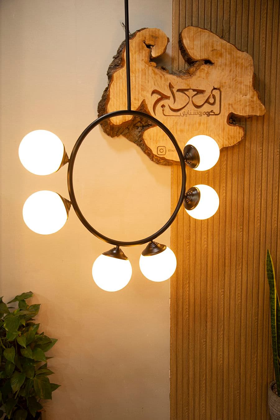 لوستر آویز مدرن شش شعله مدل دایره مولکولی هندسی — تصویر ۱۱