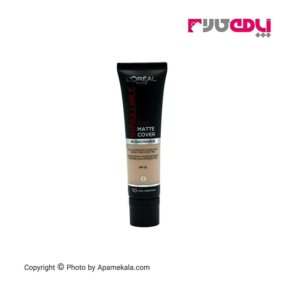 کرم پودر مات اینفیلیبل 32 ساعته لورال spf 25 رنگ cool undertone 110