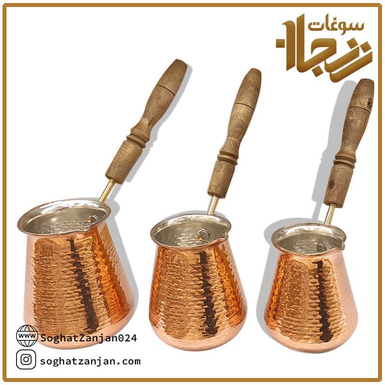 ست قهوه جوش مسی در سه سایز — تصویر ۳