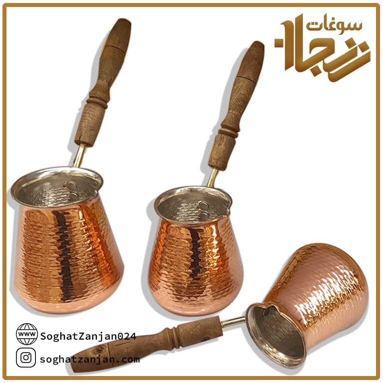 ست قهوه جوش مسی در سه سایز — تصویر ۴