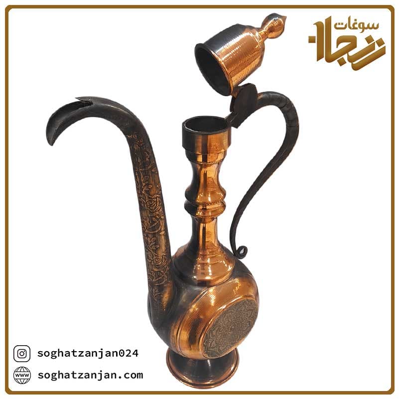 گلاب پاش مسی زنجان سیاه قلم — تصویر ۴