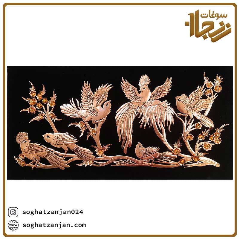 تابلو معرق مسی طرح شش پرنده ساخت زنجان — تصویر ۶