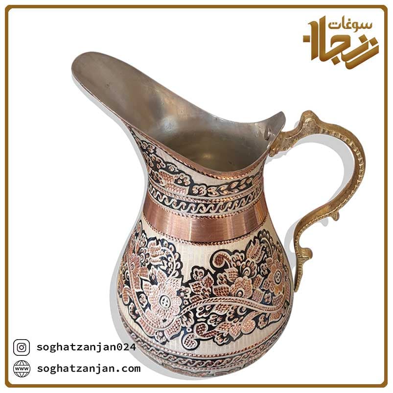 پارچ مسی نقره کوب اردکی تولید زنجان — تصویر ۲