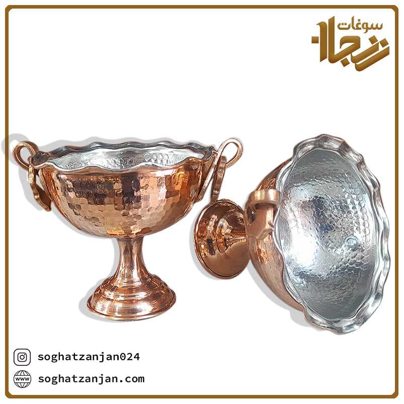 آجیل خوری مسی پایه دار زنجان — تصویر ۳