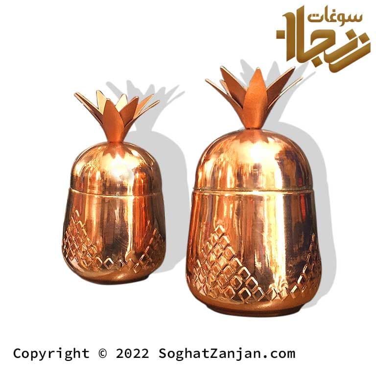 سرویس پذیرایی مسی شکلات خوری طرح آناناس — تصویر ۸