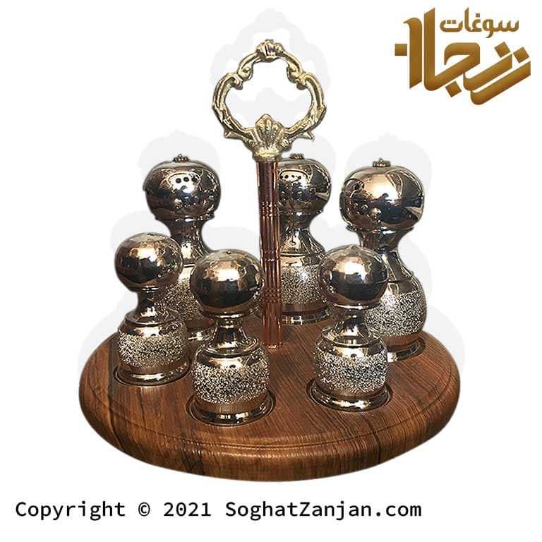 سرویس سماق پاش، فلفل پاش، دارچین و نمک پاش مسی نانو شده زنجان — تصویر ۱۲