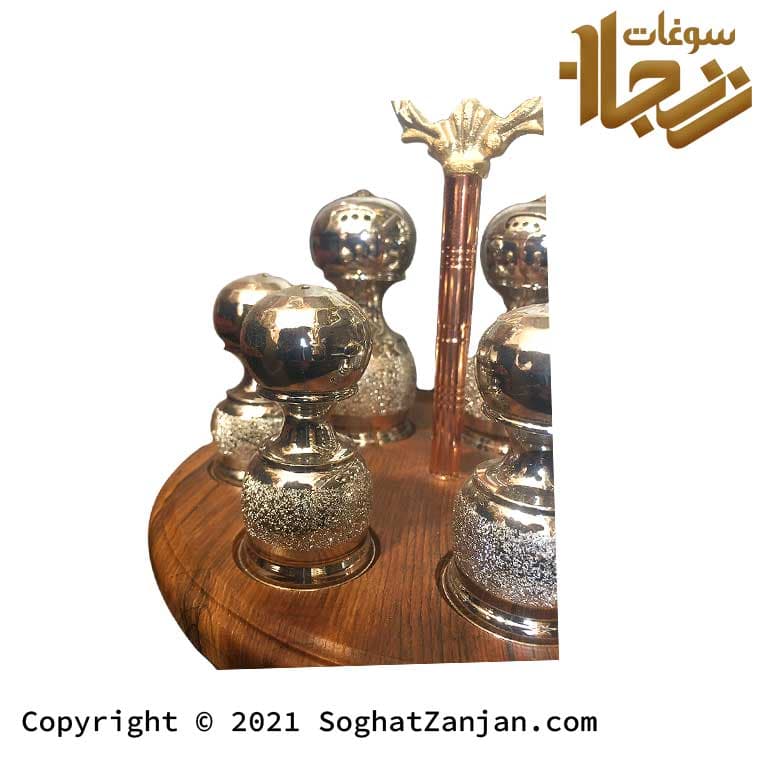 سرویس سماق پاش، فلفل پاش، دارچین و نمک پاش مسی نانو شده زنجان — تصویر ۹