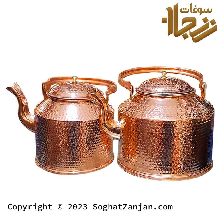 ست قوری کتری مسی زنجان طرح قدیم