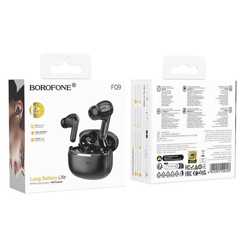 هندزفری بلوتوثی سفید بروفون Borofone مدل FQ9 PLUS | رنگ سفید — تصویر ۲