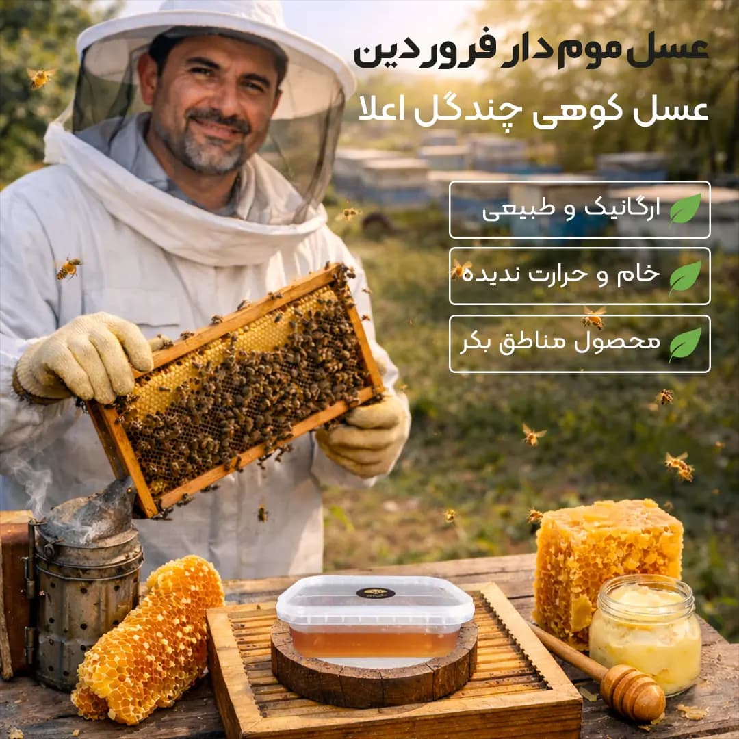 عسل موم دار فروردین | 700 گرمی — تصویر ۱۲