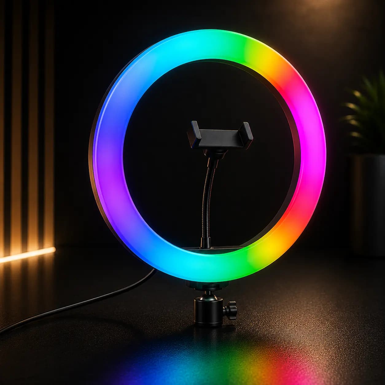 رینگ لایت آرجی بی مدل MJ33-RGB سایز 12 اینچ بدون پایه — تصویر ۶