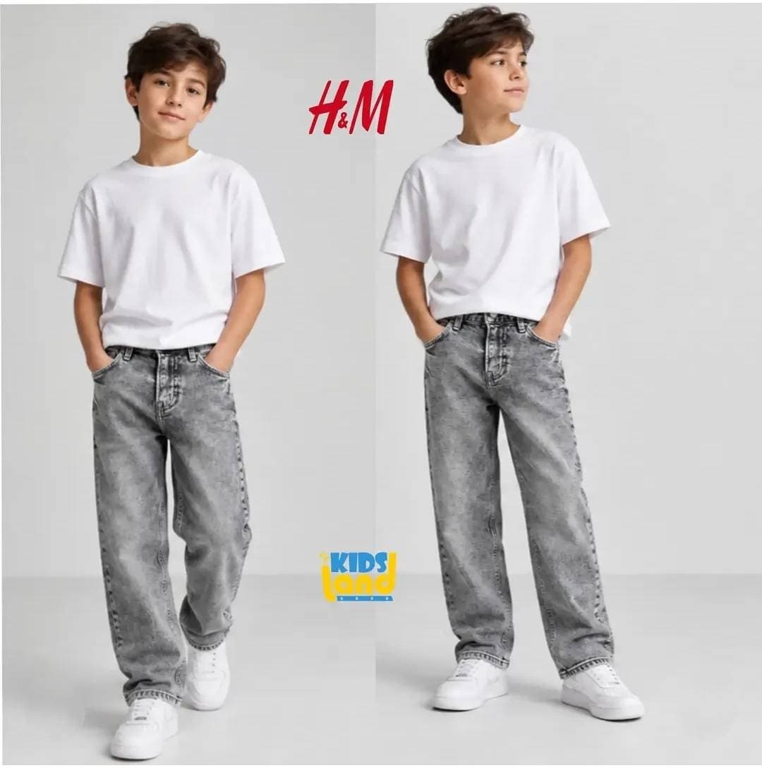 شلوار جین پسرانه H&M رنگ طوسی روشن — تصویر ۵