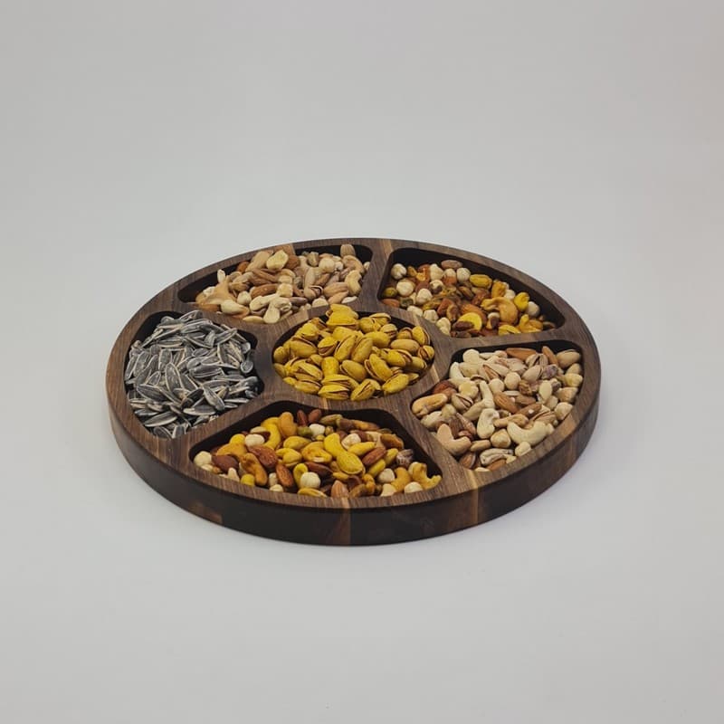 سینی سرو آجیل و تنقلات چوبی مدل Walnut Delight — تصویر ۲