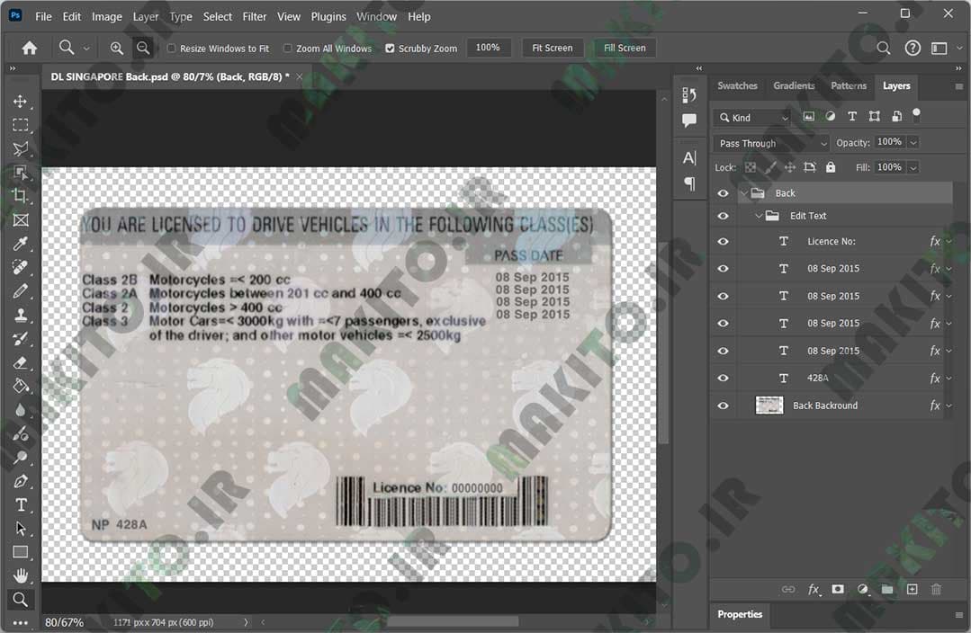 فایل لایه باز گواهینامه سنگاپور (Singapore Drivers licences) — تصویر ۶