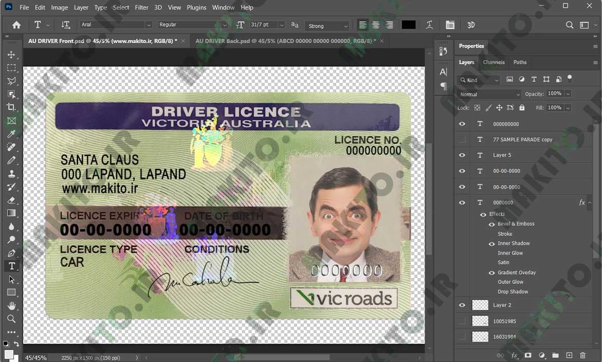 فایل لایه باز گواهینامه استرالیا (Australia Driver License) — تصویر ۵