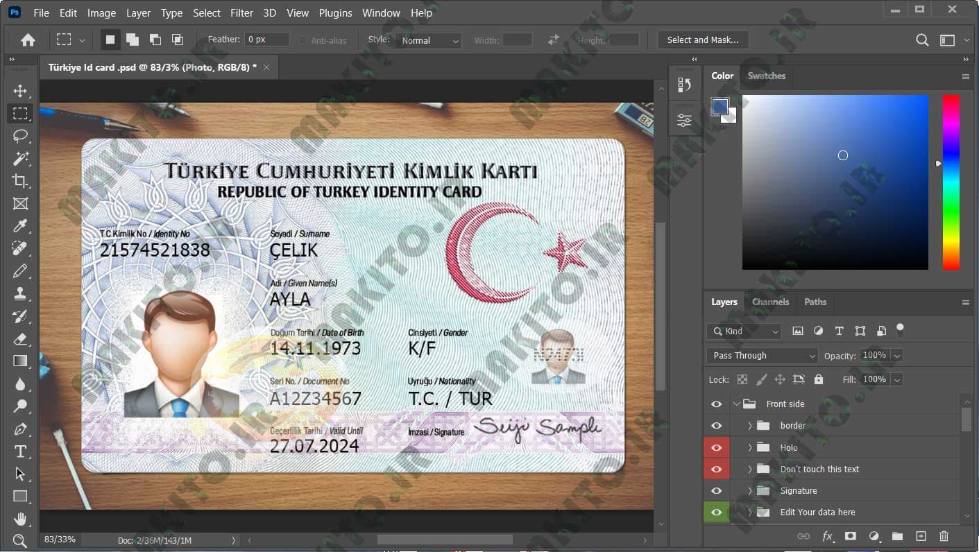 فایل لایه باز آیدی کارت ترکیه | کیملیک (Turkey ID Card) — تصویر ۲