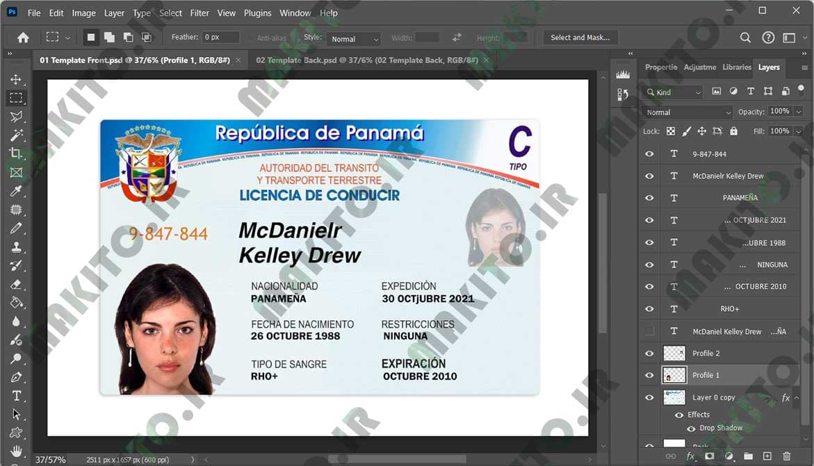 فایل لایه باز گواهینامه پاناما (Panama Driver licence) — تصویر ۲