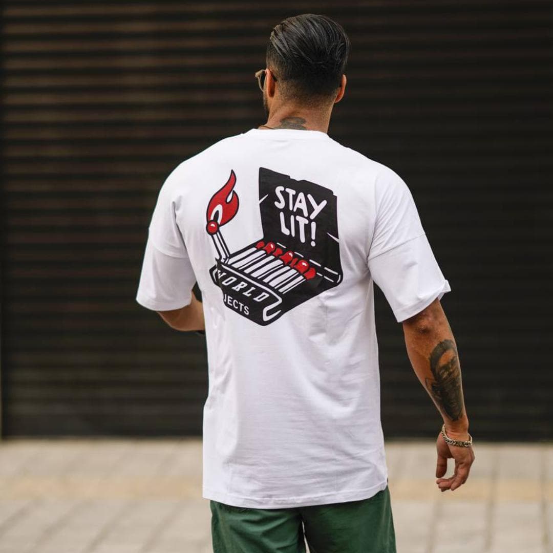 تیشرت سفید STAY LIT — تصویر ۴
