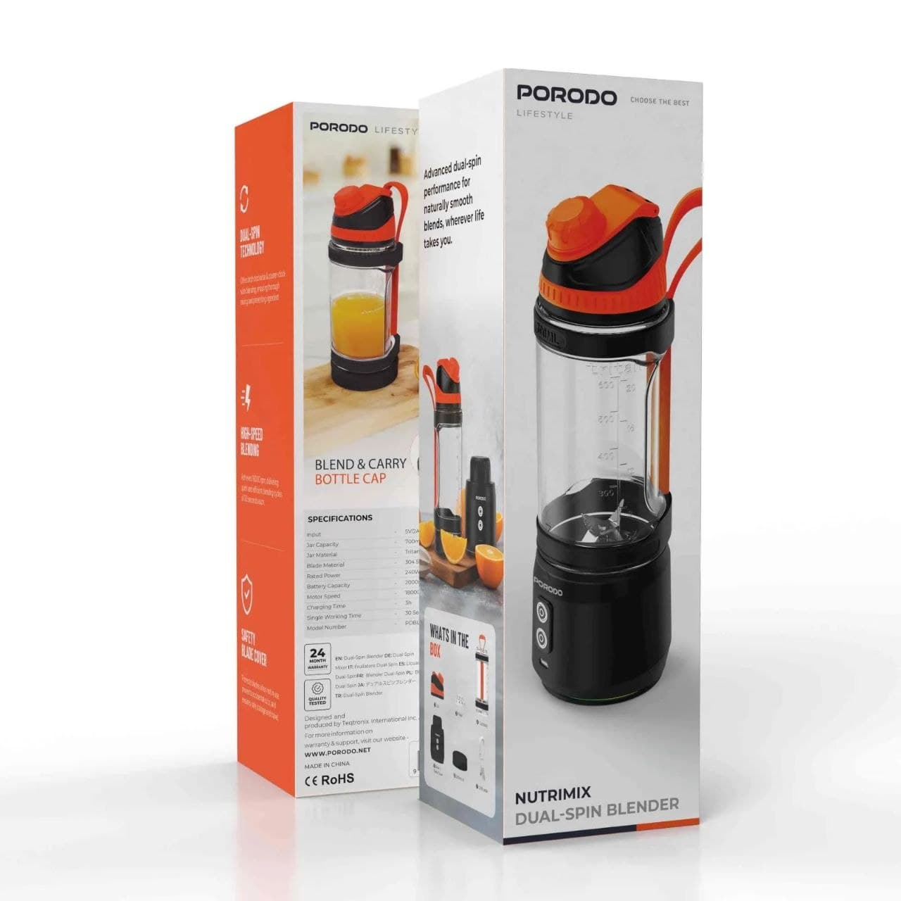 مخلوطکن مسافرتی و قابل حمل با برند Porodo Lifestyle مدل Nutrimix Dual-Spin Blender