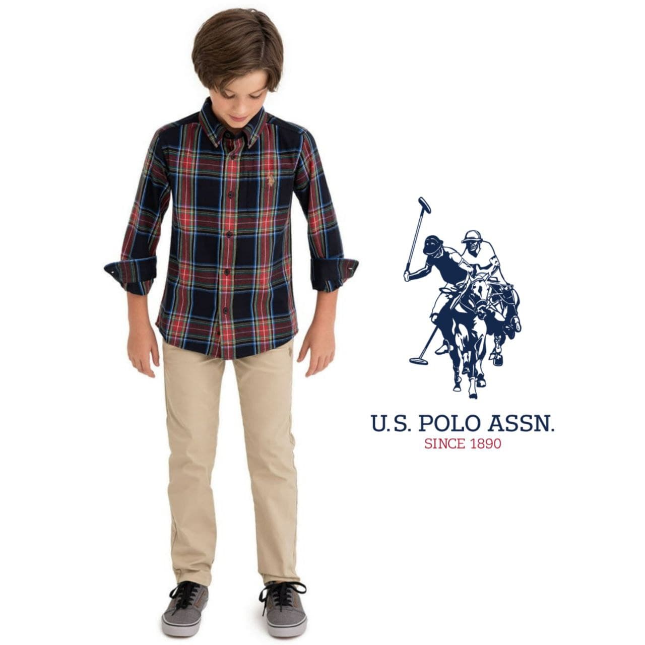پیراهن پسرانه چهارخانه اصل برند U.S. Polo — تصویر ۱۰