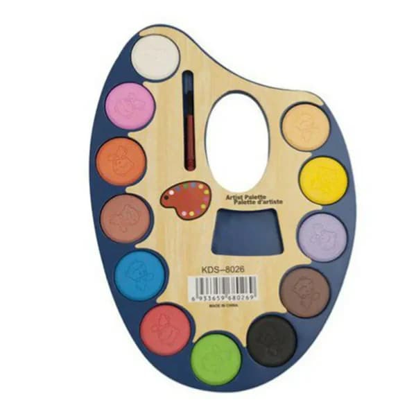 آبرنگ پالتی کوچک و قلم مو