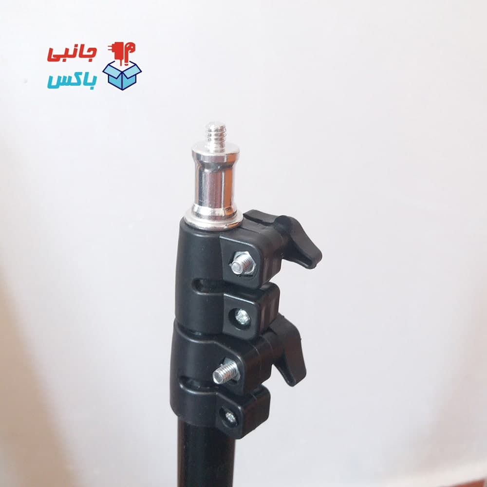 سه پایه رینگ لایت و دوربین و تراز لیزری سه پایه دومتری فلزی — تصویر ۳
