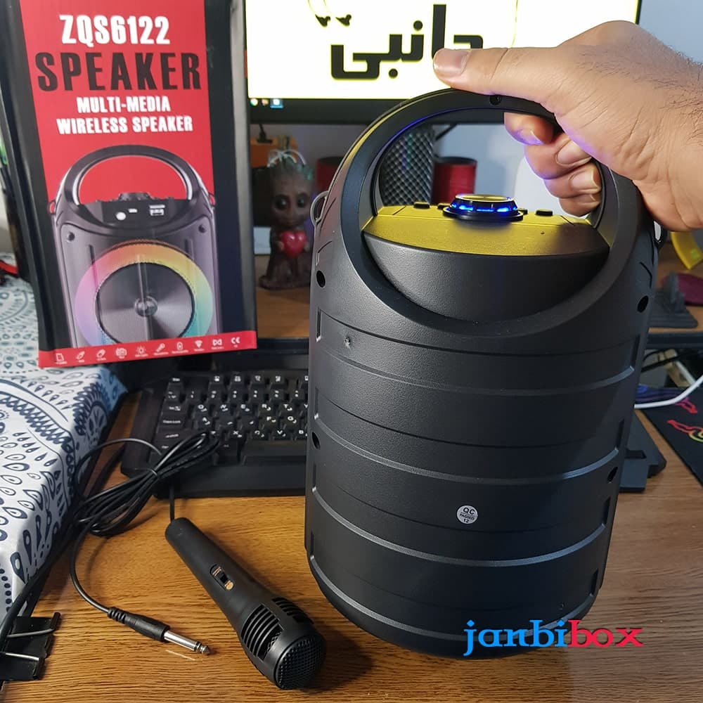 اسپیکر بلوتوثی ZQS-6122 به همراه میکروفون سیمی — تصویر ۶