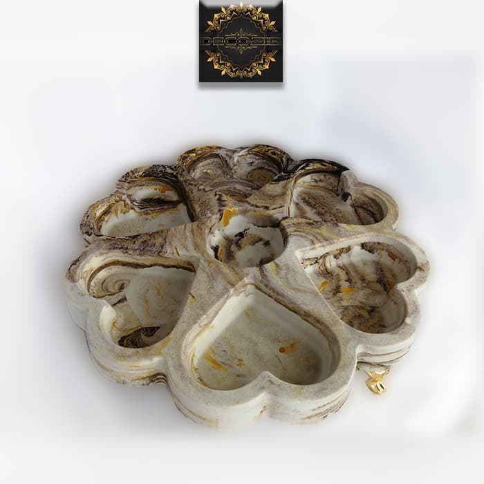 آجیل خوری قلبی ۷ خانه پایه دار، رنگ قهوه ای ابروبادی Z0025