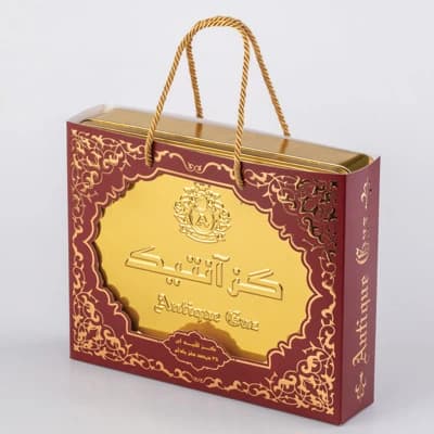 گز آنتیک جعبه کادویی فلزی 35 درصد مغز بادام – 300 گرمی