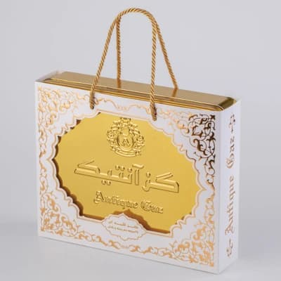 گز آنتیک جعبه کادویی فلزی 35درصد مخلوط پسته و بادام — تصویر ۳