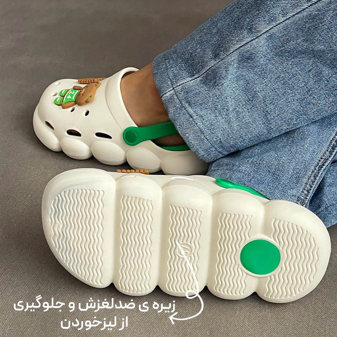 صندل کراکس رکابدار بیسکوئیتی سبز — تصویر ۶
